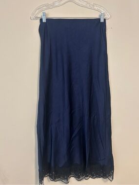 A new day Navy Maxi Slip Skirt with Lace Hem